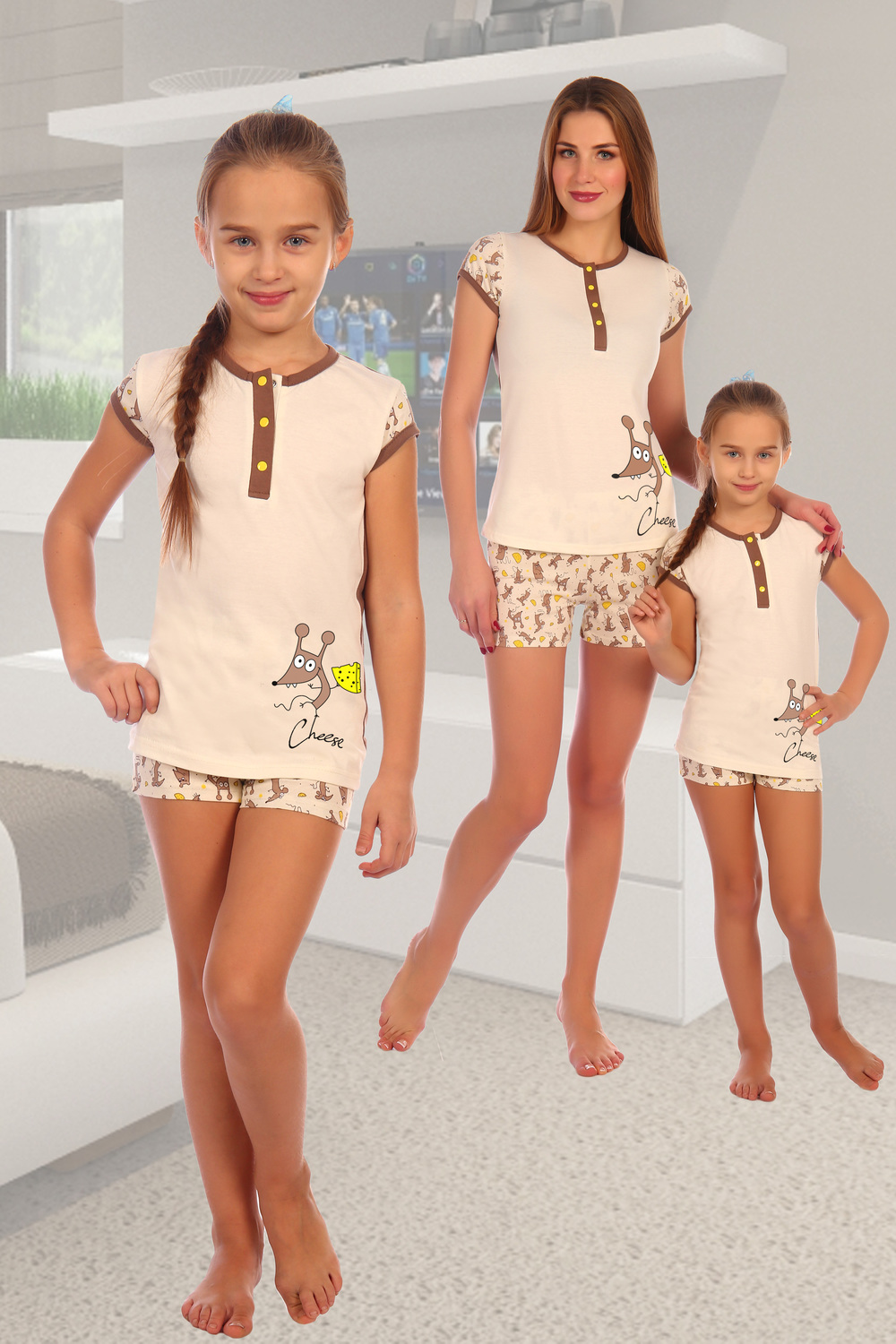 Фото товара 22555, пижама для девочки с мышкой